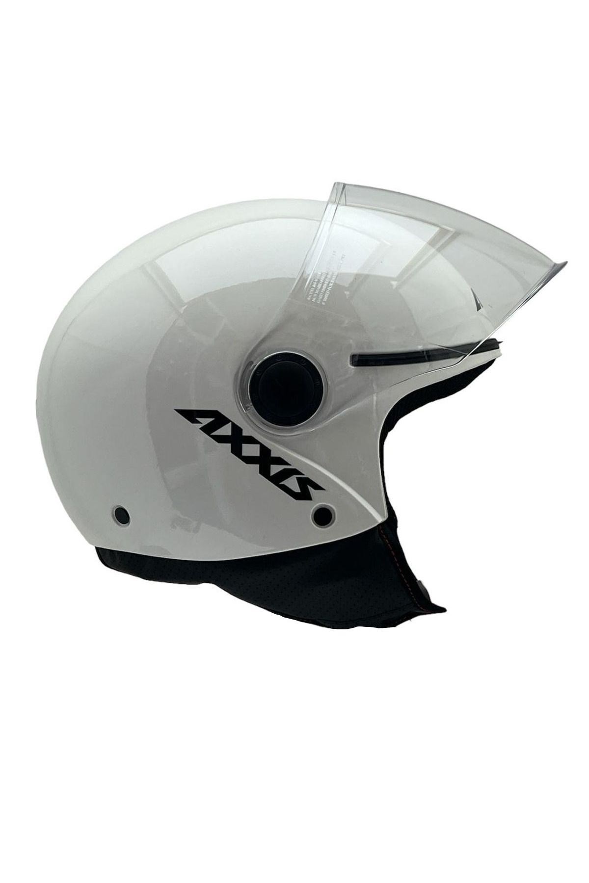 AXXIS SQUARE YARIM KASK SOLID A0 PARLAK BEYAZ - Görsel 3