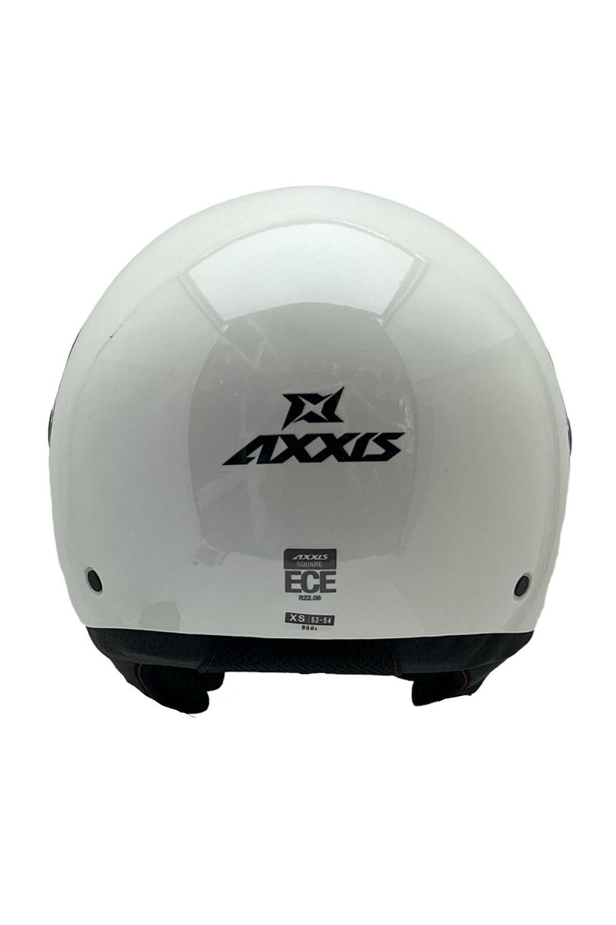 AXXIS SQUARE YARIM KASK SOLID A0 PARLAK BEYAZ - Görsel 4