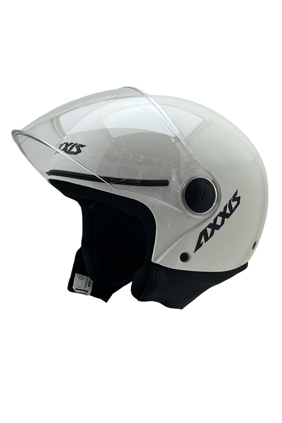 AXXIS SQUARE YARIM KASK SOLID A0 PARLAK BEYAZ - Görsel 2
