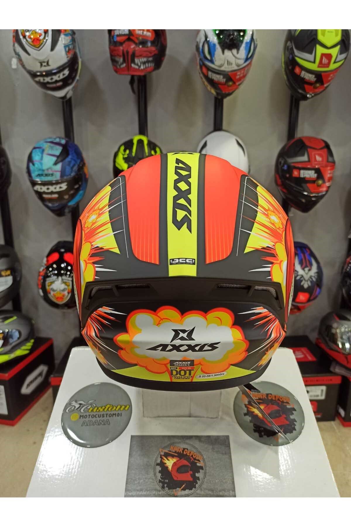 AXXIS Draken S Bombs A5 Mat Red Full Face Kapalı Kask - Görsel 2